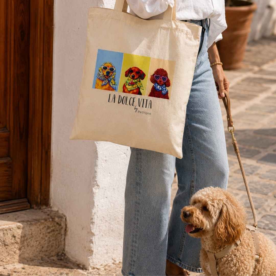 Pethijos_totebag_coleccion_ladolcevita_mujer_con_perro
